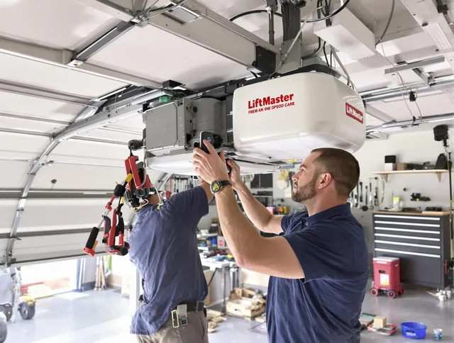 Pataskala Garage Door Repair technician performing advanced diagnostics on garage opener in Pataskala