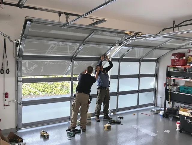 Pataskala Garage Door Repair expert performing precise panel replacement on Pataskala garage door